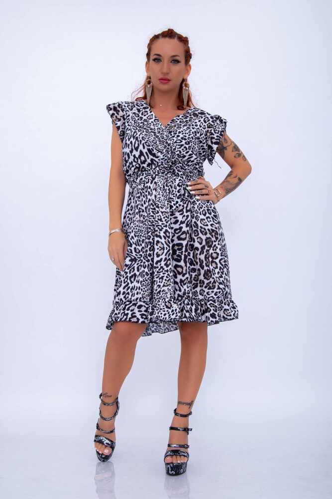 Rochie Dama 12327 Leopard Alb | Fashion