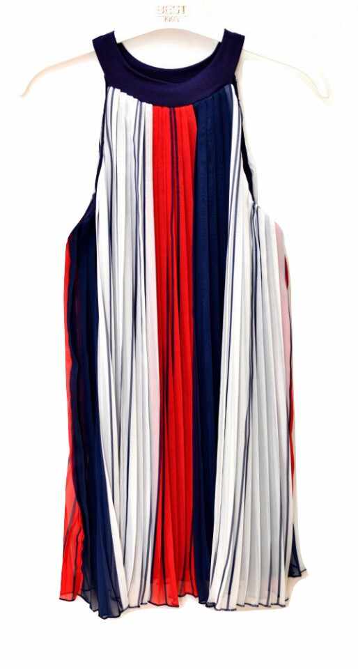 Rochie plisata multicolora din tifon